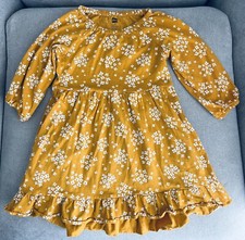 Tea Collection girls mustard yellow ruffle floral dress summer party fun fall 4