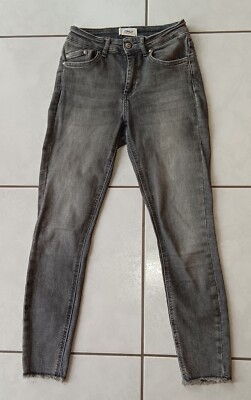 Röhren Jeans grau ONLY S 30 XS 32 34 ONLBLUSH MID SK ANK RAW JNS REA 0918 NOOS