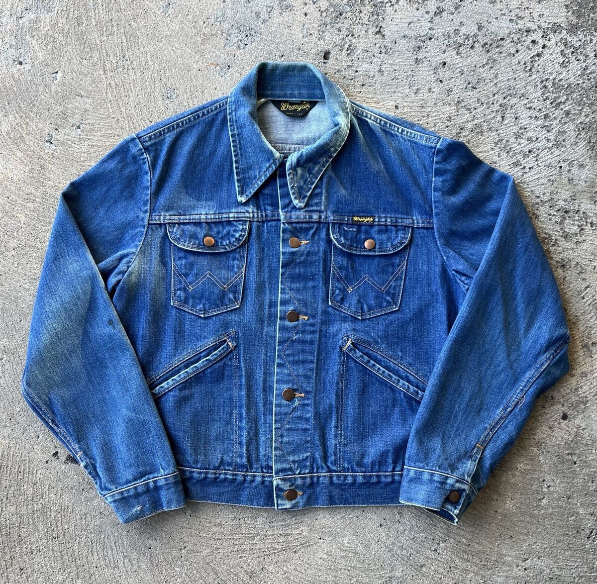 Vintage 70’s WRANGLER Blue Bell 124MJ Denim Jacket Size 42 Sanforized 4 Pocket Vintage 70’s WRANGLER Blue Bell 124MJ Denim Jacket Size 42 Sanforized 4 Pocket