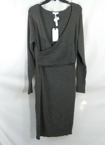 Leith Grey Wrap It Up Sweater Dress 