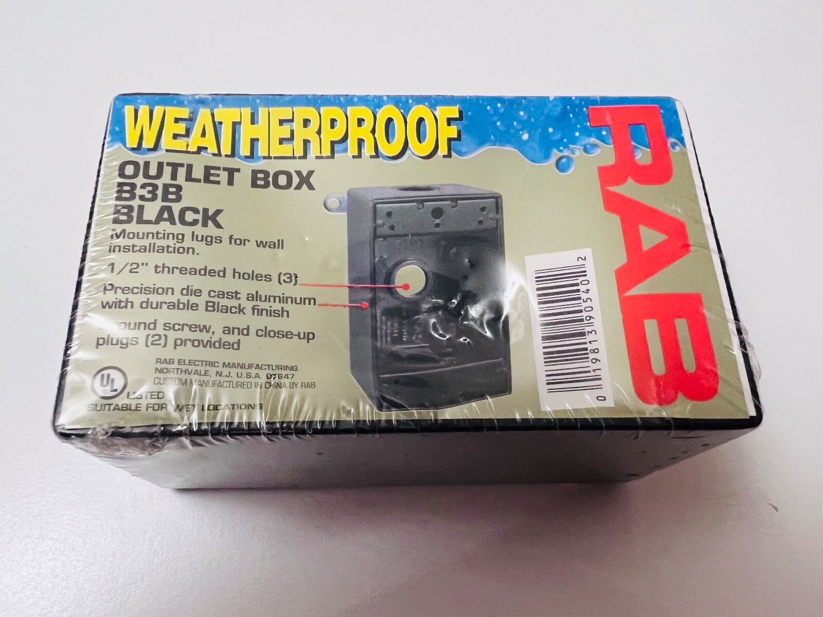 Nueva caja de salida sellada RAB B3B resistente a la intemperie negra