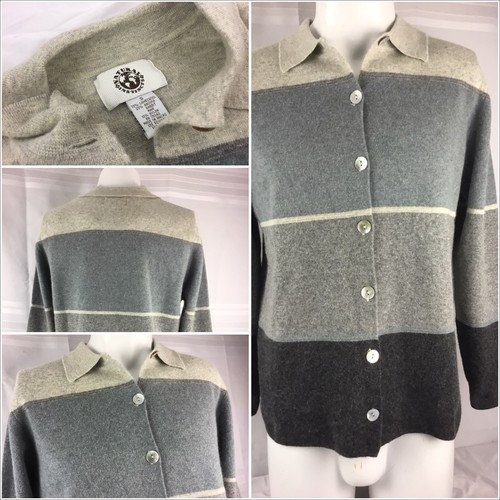 Natural Instincts Cardigan Sweater Small Gray Wool Angora Nylon Button YGI 81uu