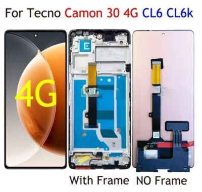 For Tecno Camon 30 4G CL6 CL6k LCD Display Touch Screen Digitizer Assembly Frame