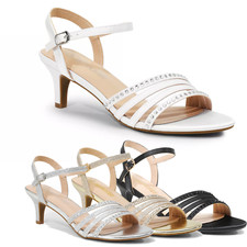 Women Low Stilettos Heel Sandals Ankle Strap Open Toe Dress Shoes