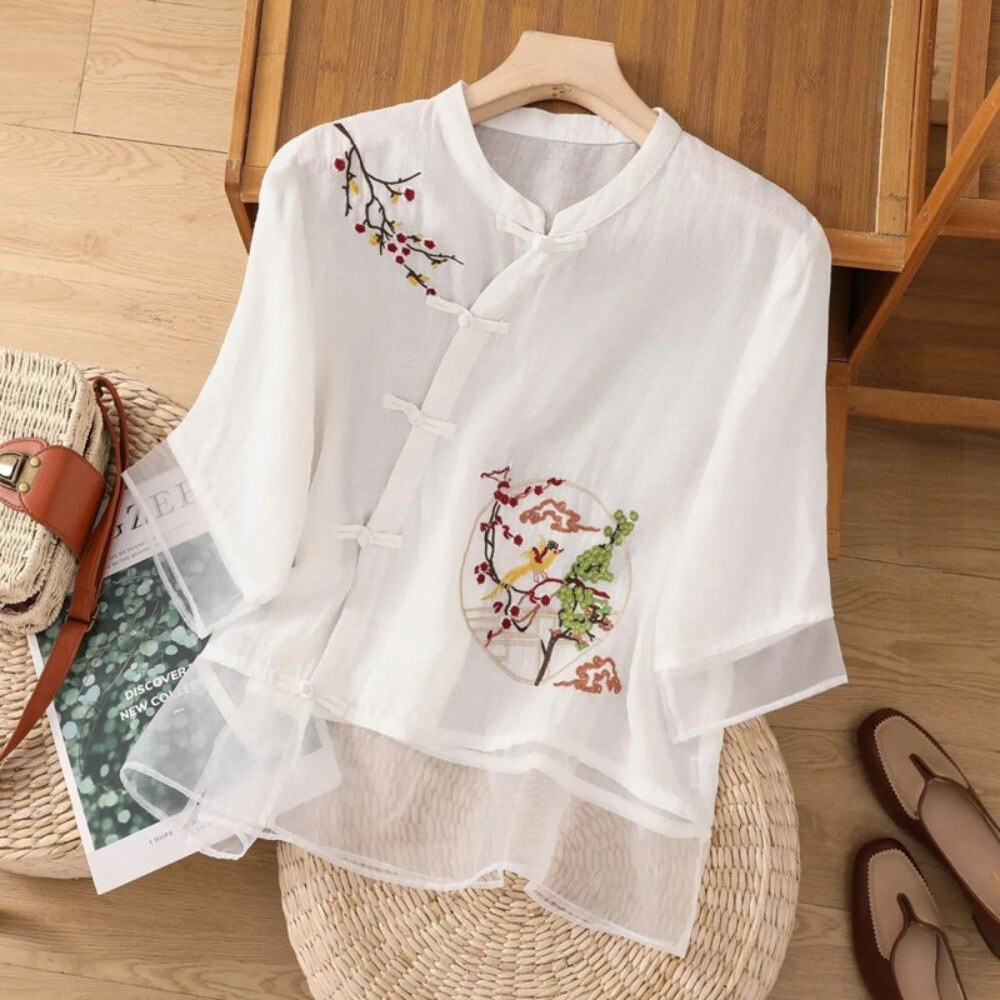 Embroidered Lady Shirt Tops Blouse T-shirt Retro Chinese Embroidered Lady Shirt Tops Blouse T-shirt Retro Chinese