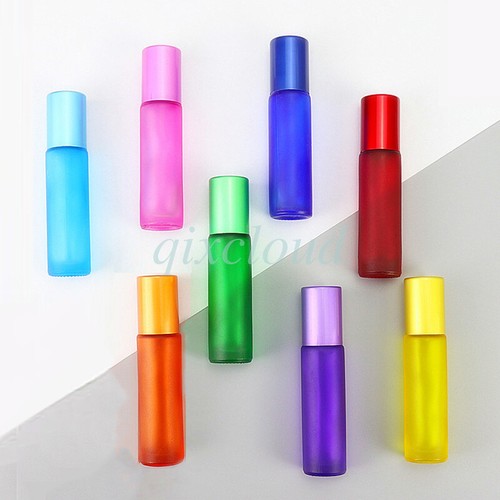 Empty 10ml Portable Frosted Glass Roller Ball Bottles for Perfume Essential Oils - Picture 3 of 17