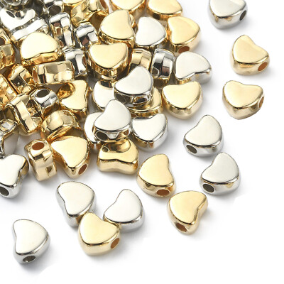100pcs Glass AB Color Crystal Heart Beads – Spacer Beads For Bracelet Jewelry DIY – Multicolor Glossy
