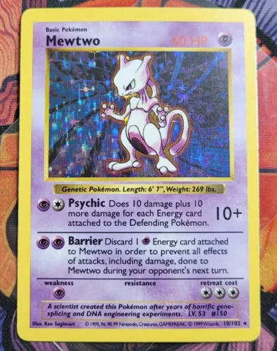 Mewtwo 10/102 Shadowless Base Set Holo Rare WOTC	Pokemon Card TCG English