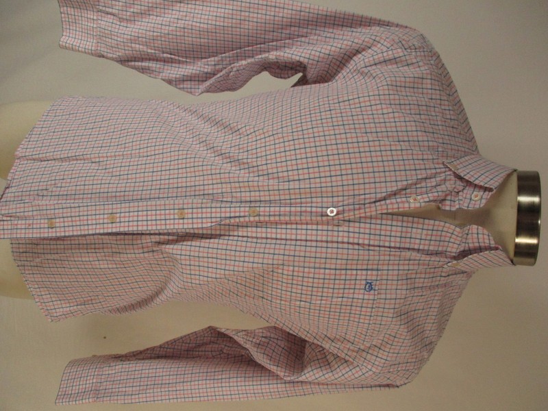 Southern Tide Mens Blue Pink Tattersall Long Sleeve Shirt S