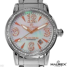 HAUREX INTEUS ITALY LADIES DATE QUARTZ MOVEMENT WATCH WITH CRYSTALS. BRAND NEW
