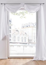 Transparenter Freihandbogen einfarbig H/B 145/600 cm Weiß Gardine R-Ware Neu