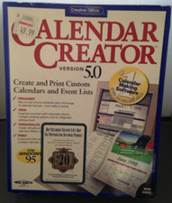 Calendar Creator Version 5.0 Create  Print Windows 95 CD-ROM Factory Sealed