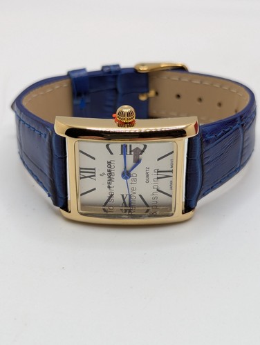 Peugeot 3036 Womens Blue Band Gold Case Analog Quartz Wristwatch - Picture 2 of 12