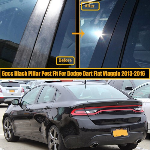 6pcs Glossy Black Pillar Posts Door Window Cover Fit For Dodge Dart 2013-2016