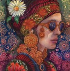 original painting 30 x 30 cm 33KD artwork watercolor modern female portrait
