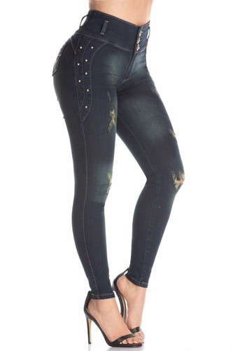 VEROX JEANS pantalones colombianos cintura alta Levantacola 4904 | eBay