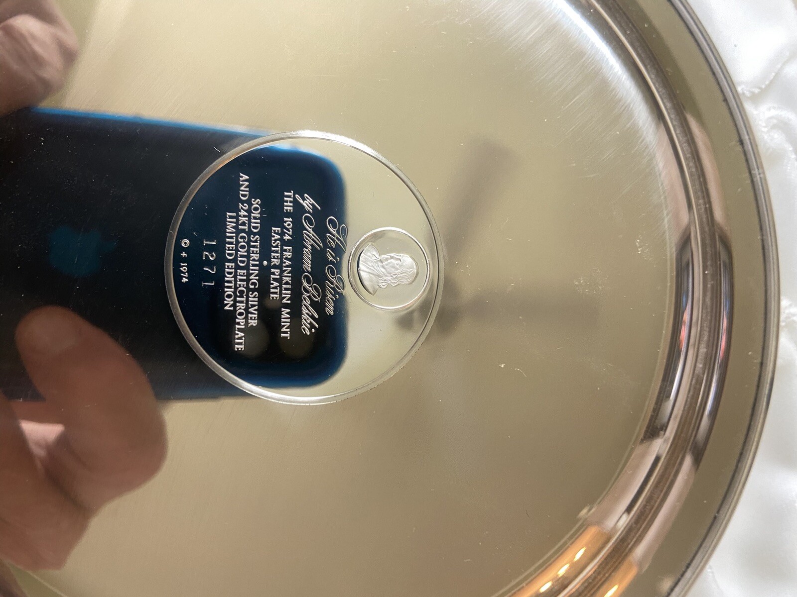 1974 Franklin Mint Sterling Silver He Is Risen Easter Plate Abram