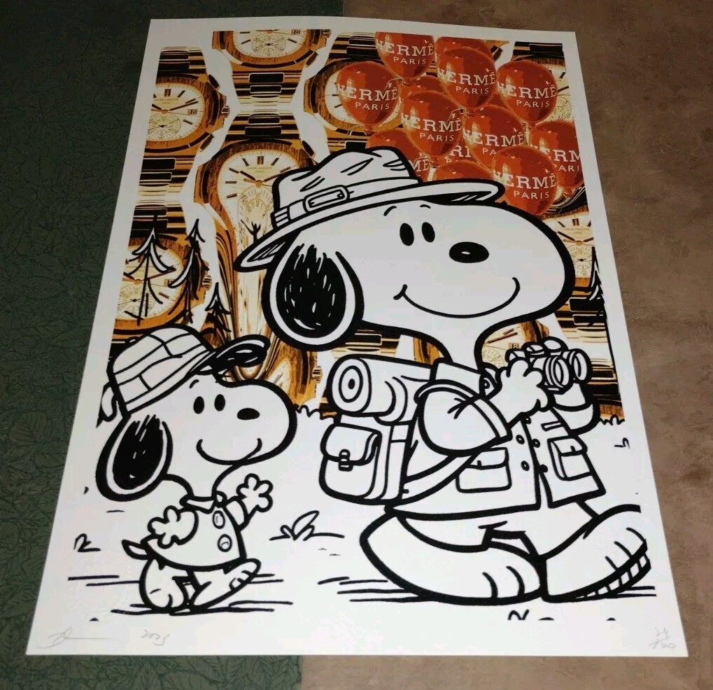 DEATH NYC ltd signed art print 45x32cm Trail Hiker Snoopy DEATH NYC ltd signed art print 45x32cm Trail Hiker Snoopy