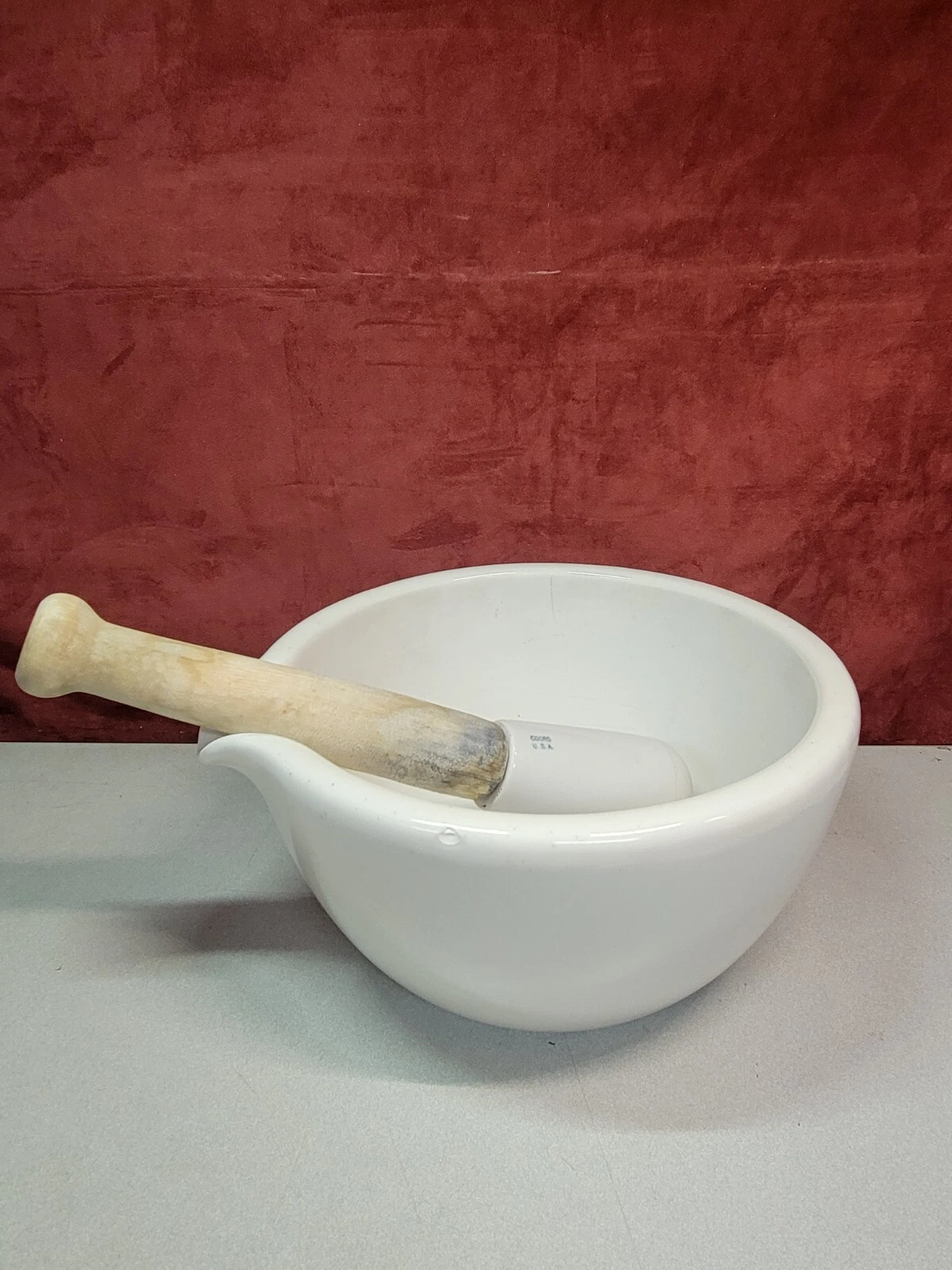 Antique Coors USA porcelain mortar pestles lab crucible 10.5 inch Mixing bowl