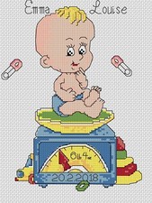 Birth Sampler Baby Scale Counted Cross Stitch Chart No. 5-116   