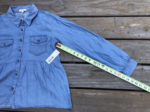Mine NWT Women's Lyocell Chambray Long Sleeve Blouse Shirt Blue Size M - Picture 9 of 24