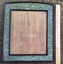 Carved Jade & Rosewood Easel Back 16&rdquo; Picture Frame Large c1920s Chinese Antique