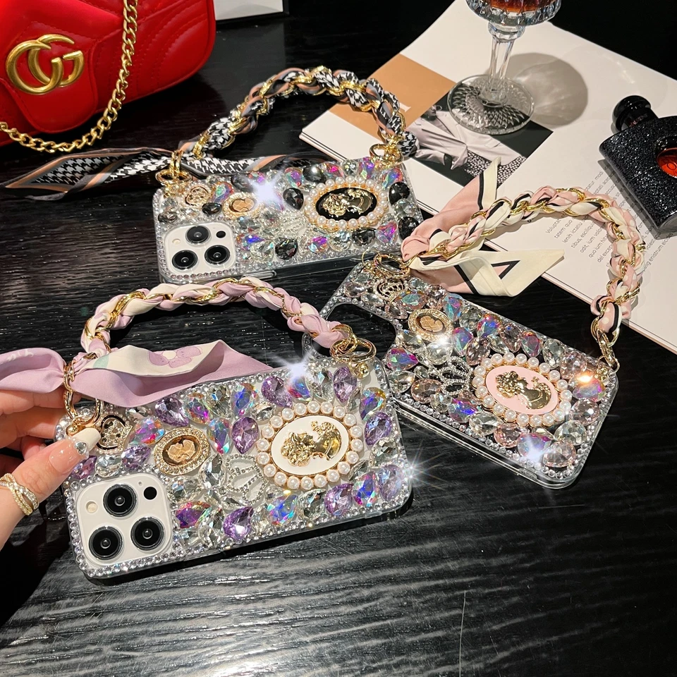 Funda Brazalete Diamante 3D Corona Brillante Brillante Para iPhone 15 Pro Max 14 13 12 11 X Foto 4 de 4