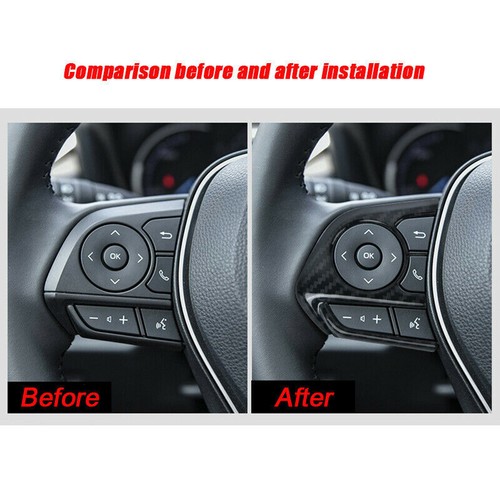 2X For Toyota RAV4 2019-2024 Carbon Fiber Steering Wheel Button Frame Cover Trim - Picture 2 of 7