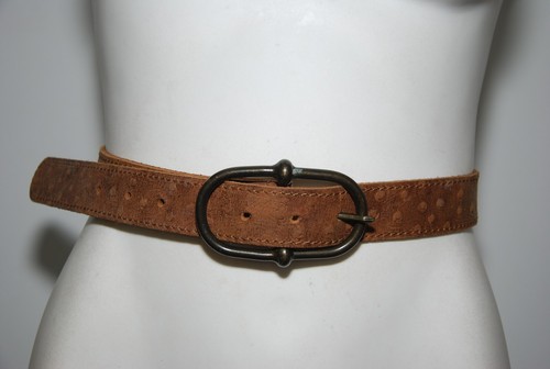Brown Genuine Ostrich Print Leather Women's Waist Belt Size 84cm-100cm - Picture 6 of 10