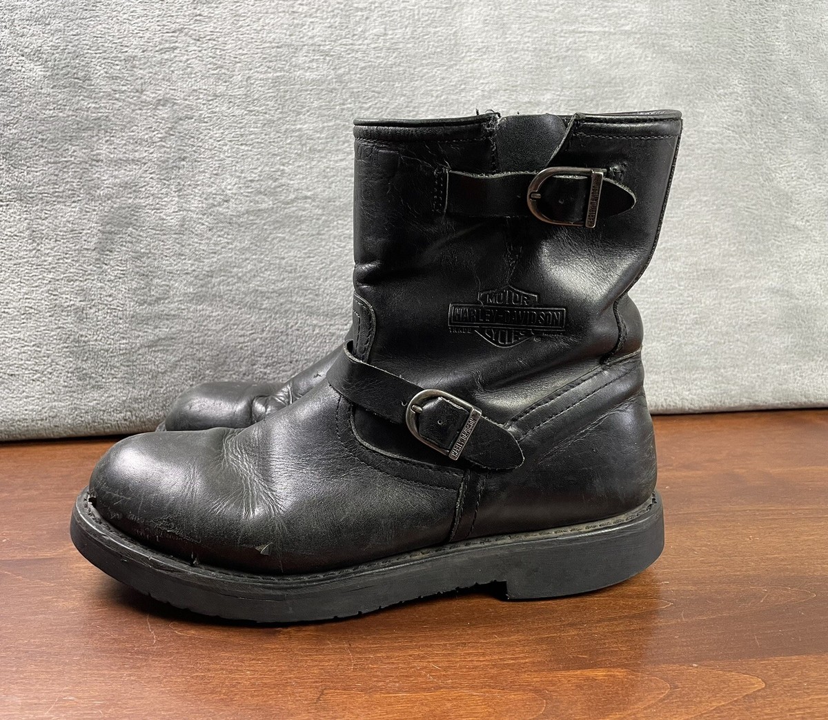 Harley-Davidson 黒 ブーツ ジッパー付き Harley Davidson Motorcycle Boots Mens 11.5 Black Leather Zip