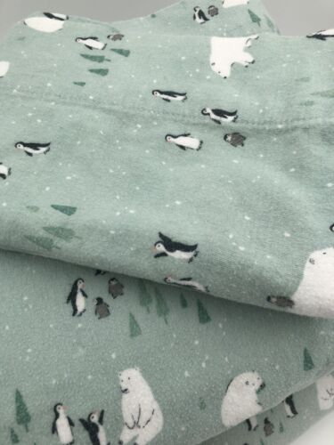 Cuddl Duds FULL Size 2 pc Flannel Flat Sheet & 1 Pillowcase- Arctic Critters