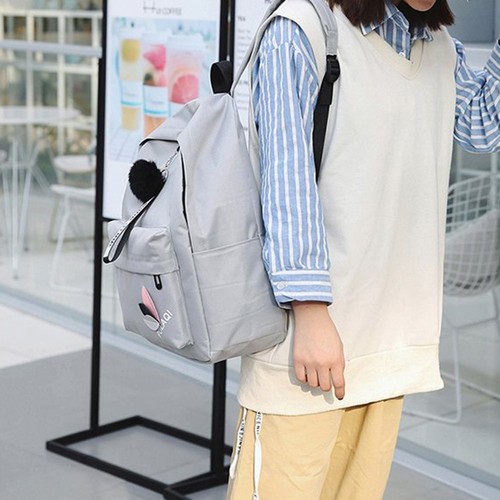 Shoulder Bag Zipper Student Schoolbag Printed Leaves Backpack Rucksack Knapsack - Picture 4 of 12
