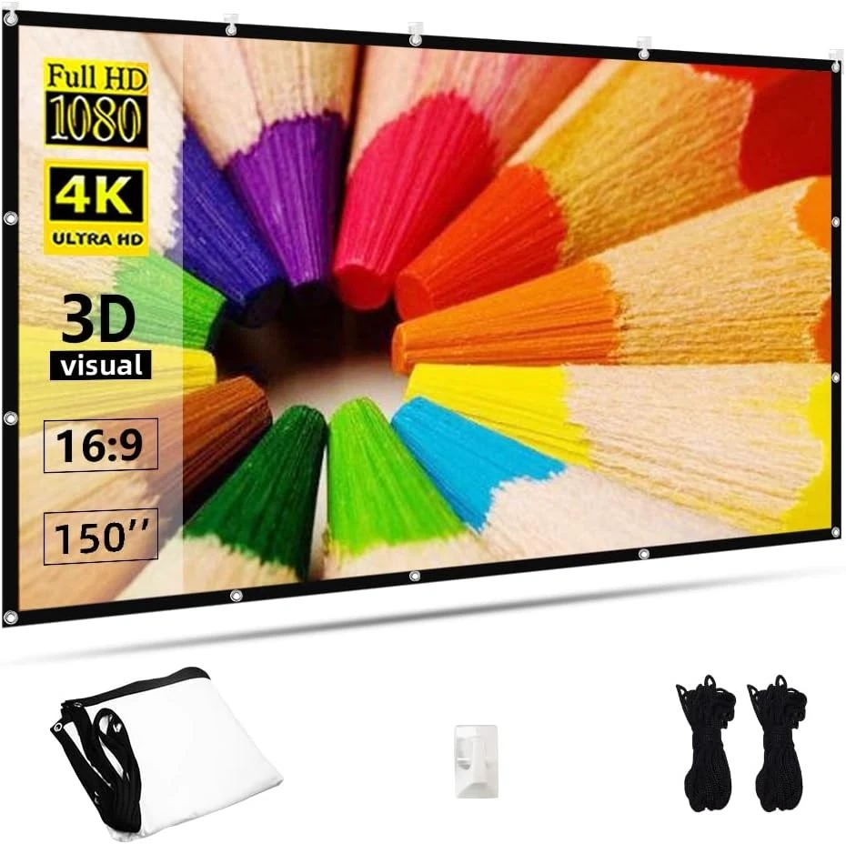 Beamer Leinwand 150 Zoll faltbar tragbar Kino Projektionswand für Indoor und ... - Bild 2 von 4