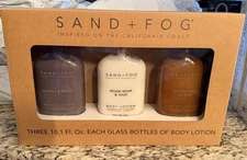 Sand + Fog Body Lotion Glass Bottle Variety, 10.1 Fluid Ounce (Pack of 3) New