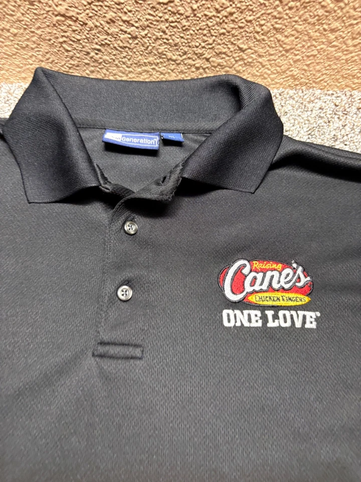 Raising Canes Employee Polo Shirt Mens 3XL Black Polyester Workwear Uniform - Image 2 of 4