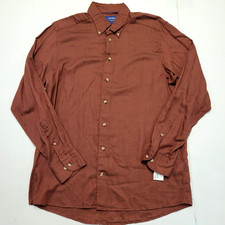  205 New ETON Lyocell COTTON Button Shirt Men's 16.5 EU 42 Slim Red HERRINGBONE