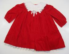 Baby Doll Red Velvet Dress 3T White Collar C.I. Castro L/S Lined Holiday Vtg