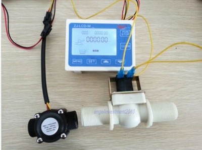 NEW 3/4'' Water Flow Control LCD Meter + Flow Sensor + Solenoid valve *vm