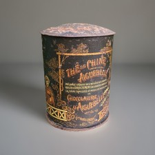 Boite ancienne Thé Chine Chocolaterie Aiguebelle métal tole litho tiny box Rare