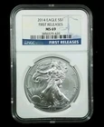 2014 $1 American Silver Eagle NGC MS 69 First Releases #7584