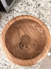 Hand Crafted Wood Serving Bowl, Smooth Brown Round, Wood Grain, 2010