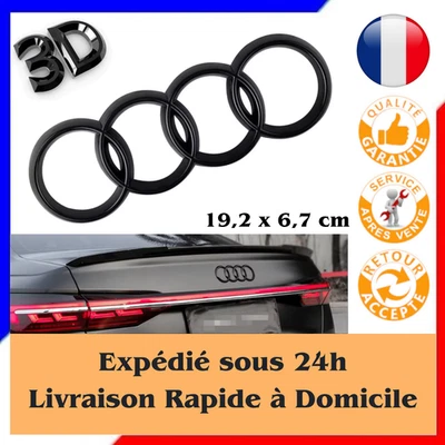 ✅ Emblème LOGO ARRIÈRE Pour AUDI A1 A3 A4 A5 A6 NOIR BRILLANT 192mm « 3D » «PRO» - Photo 1/3