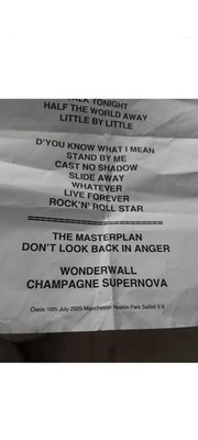 Oasis Manchester Heaton Park Setlist