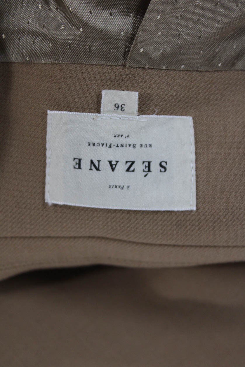 Sezane Women Beige Basic Jacket Button Solid Poly… - image 7
