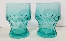 Vintage Anchor Hocking Capri Blue Honeycomb Georgian Tumbler Juice Water Glass