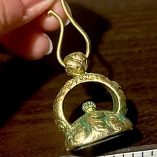 Victorian Pinchbeck Georgian Bloodstone Green Accents Hook Fob  ~ See Discounts