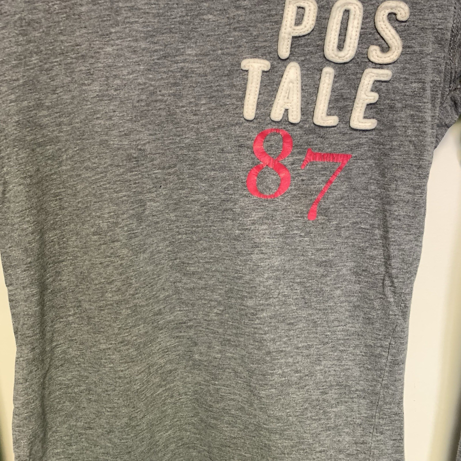 Womens Aeropostale 87 Logo Long Sleeve Gray T-shirt Tee Size Small