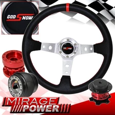 Quick Release + Deep Dish Black Steering Wheel + Hub Extender For 00-06 S2000
