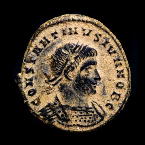 *Lucernae* Constantine II Follis GLORIA EXERCITVS / RFS (7339) Rome 316-337 AD