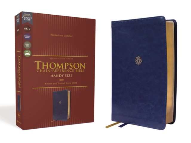 NKJV, Thompson Chain-Reference Bible, Handy Size, Leathersoft, Navy, Red
